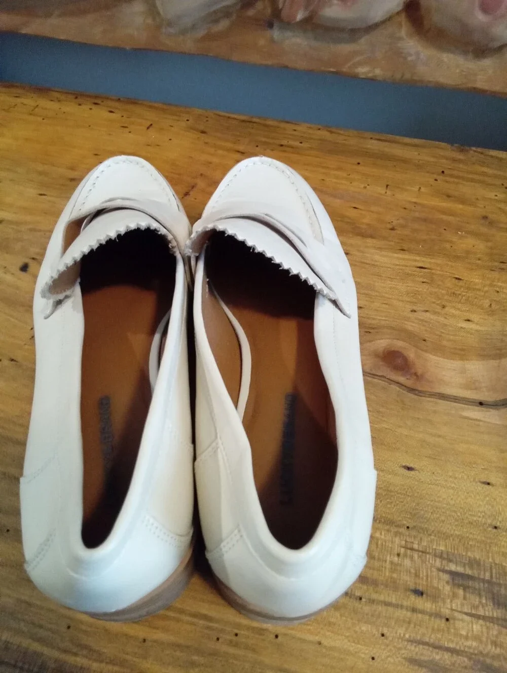 Lucky Brand Floriss Penny Loafer Sz 10 Cream Leather Slipon Shoe 1.5